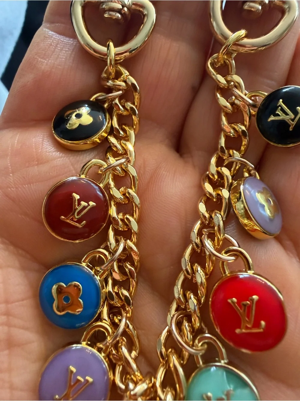 Unbranded -Inspired Gold Chain Keychain key bag with Multicolor Enamel